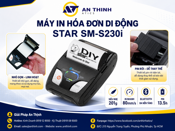 Máy In Hóa Đơn Di Động Star Micronics SM-S230i